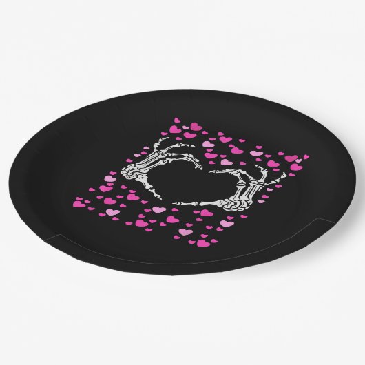 Skelet Hand Hart Valentijnsdag Funny Viral Papieren Bordje (Gekanteld)