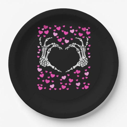 Skelet Hand Hart Valentijnsdag Funny Viral Papieren Bordje (Voorkant)