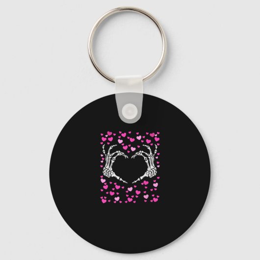 Skelet Hand Hart Valentijnsdag Funny Viral Sleutelhanger (Voorkant)