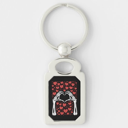 Skelet Hand Hart Valentijnsdag Grappige Liefde Sleutelhanger (Voorkant)