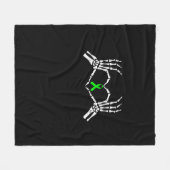 Skelet Hand Heart Awareness Ribbon Fleece Deken (Voorkant (Horizontaal))