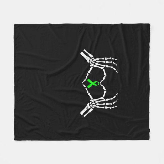 Skelet Hand Heart Awareness Ribbon Fleece Deken (Voorkant (Horizontaal))