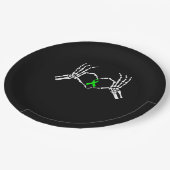 Skelet Hand Heart Awareness Ribbon Papieren Bordje (Gekanteld)