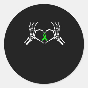 Skelet Hand Heart Awareness Ribbon Ronde Sticker