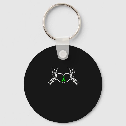 Skelet Hand Heart Awareness Ribbon Sleutelhanger (Voorkant)