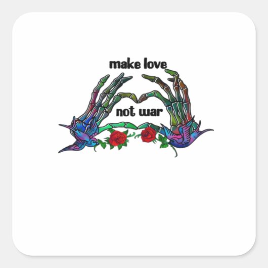 Skelet Hand Heart Design Vierkante Sticker (Voorkant)