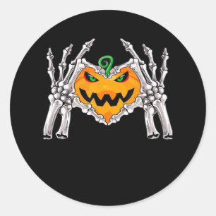 Skelet Hand Heart Sign Bone Kostuum Ronde Sticker