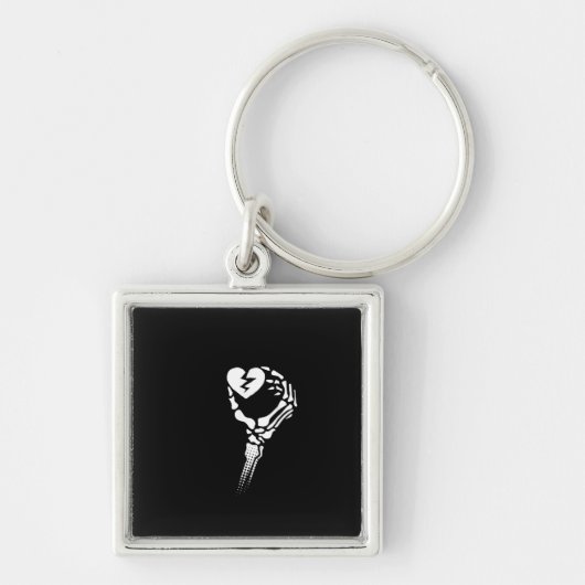 Skelet Hand Holding Heart Sleutelhanger (Voorkant)