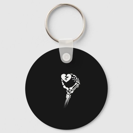 Skelet Hand Holding Heart Sleutelhanger (Voorkant)