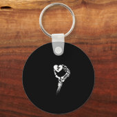 Skelet Hand Holding Heart Sleutelhanger (Voorkant)