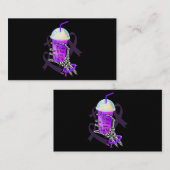 Skelet Hand Holding Milkshake Pancreaskanker Visitekaartje (Voorkant / Achterkant)