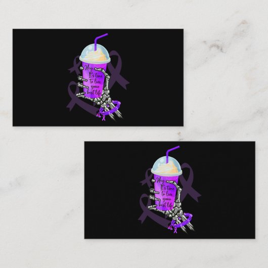Skelet Hand Holding Milkshake Pancreaskanker Visitekaartje (Voorkant / Achterkant)