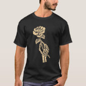 Skelet Hand Holding Roos Esthetische Rode Bloem T-shirt (Voorkant)