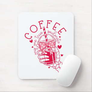 Skelet Hand Koffie Rode Harten Gotisch Muismat