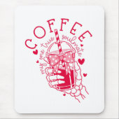 Skelet Hand Koffie Rode Harten Gotisch Muismat (Voorkant)