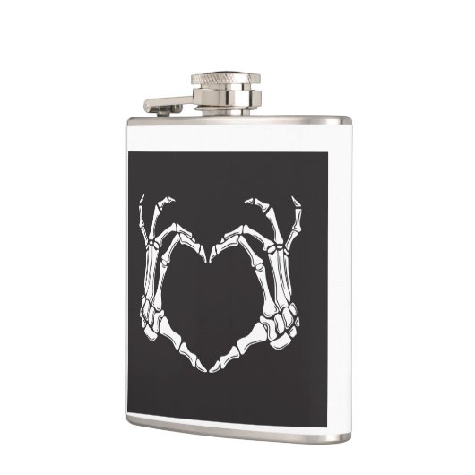 Skelet Hand Making a Heart on a Heupfles (Links)