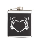 Skelet Hand Making a Heart on a Heupfles (Voorkant)