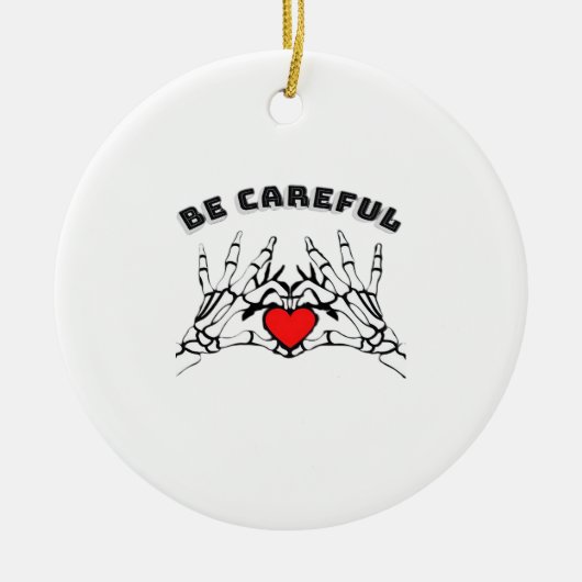 Skelet Hand met Hart Classic Keramisch Ornament (Voorkant)