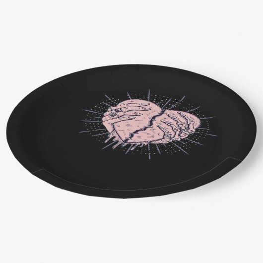 Skelet Hand met Hart Classic Papieren Bordje (Gekanteld)