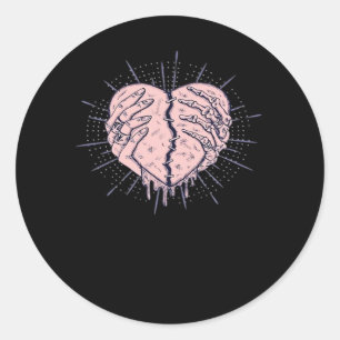 Skelet Hand met Hart Classic Ronde Sticker