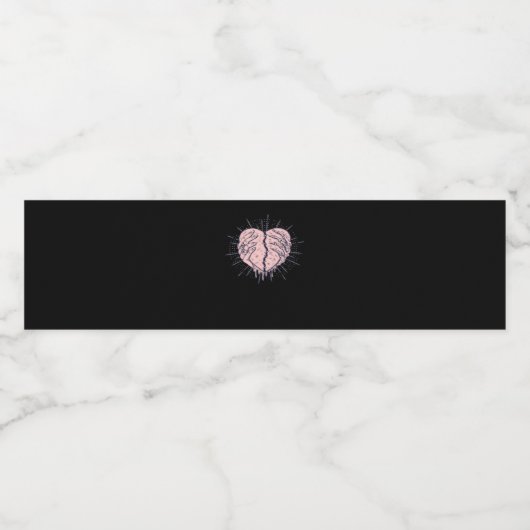 Skelet Hand met Hart Classic Waterfles Etiket (Enkel label)