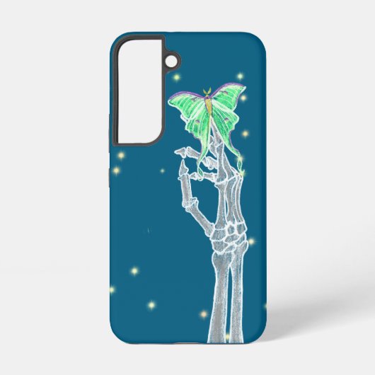 Skelet hand met Luna Moth Samsung Galaxy Hoesje (Achterkant)