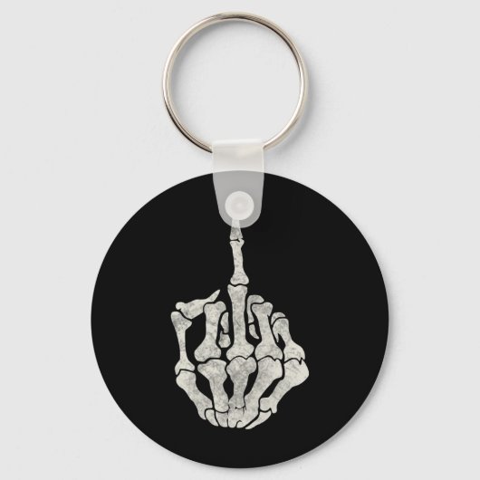 Skelet hand middelvinger voor off  schedel sleutelhanger (Voorkant)