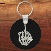 Skelet hand middelvinger voor off  schedel sleutelhanger (Voorkant)