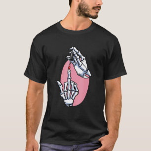 Skelet Hand Middenvinger Nagellak Nagel Tech T-shirt