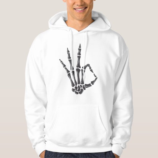 Skelet Hand OK Teken Hoodie (Voorkant)