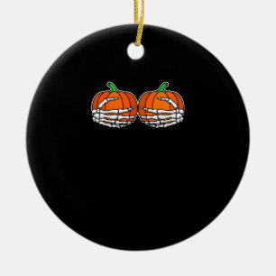 Skelet Hand op borst Pompoen Halloween Vrouwen Keramisch Ornament