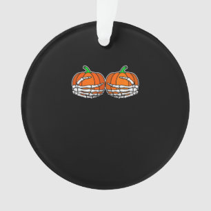 Skelet Hand op borst Pompoen Halloween Vrouwen Ornament