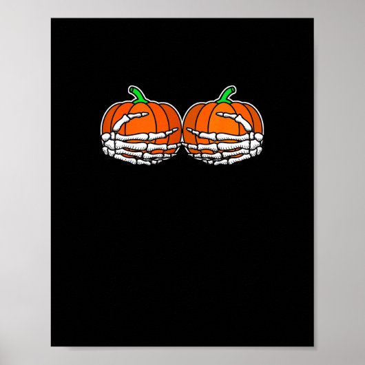 Skelet Hand op borst Pompoen Halloween Vrouwen Poster (Voorkant)