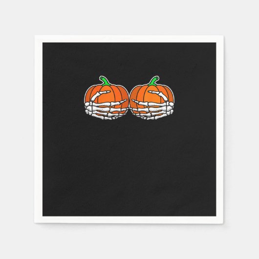 Skelet Hand op borst Pompoen Halloween Vrouwen Servet (Voorkant)