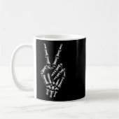 Skelet Hand Peace Sign Bone 1 Koffiemok (Links)