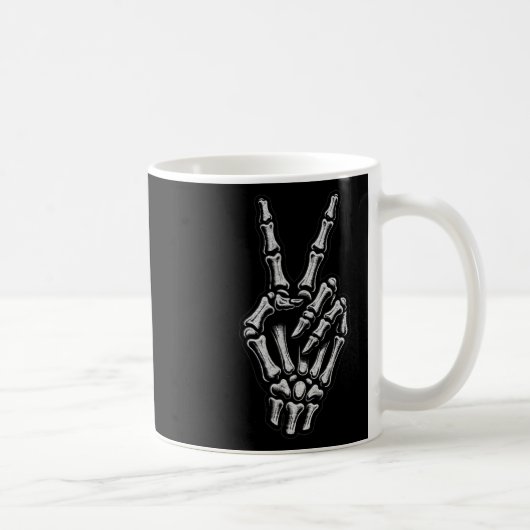 Skelet Hand Peace Sign Bone 1 Koffiemok (Rechts)