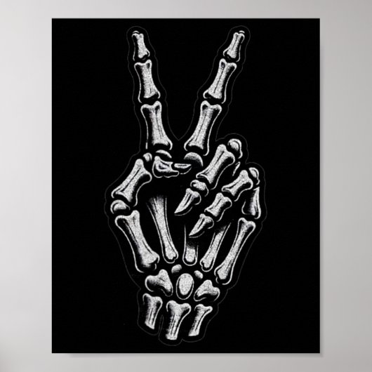 Skelet Hand Peace Sign Bone 1 Poster (Voorkant)