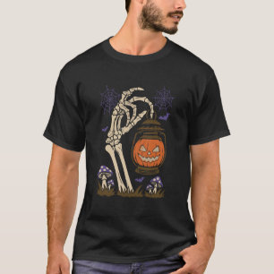 Skelet Hand Pompoenlantaarn Halloween T-shirt