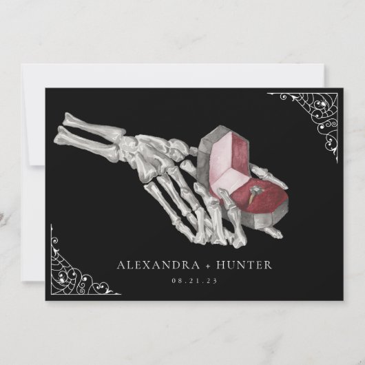 Skelet Hand Ring Gotische Bruiloft Save the Date Kaart (Voorkant)