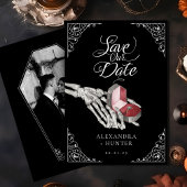 Skelet Hand Ring Gotische Bruiloft Save the Date Kaart