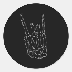 Skelet Hand Rockster Zwarte Verjaardagsfeestje Ronde Sticker