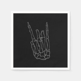 Skelet Hand Rockster Zwarte Verjaardagsfeestje Servet