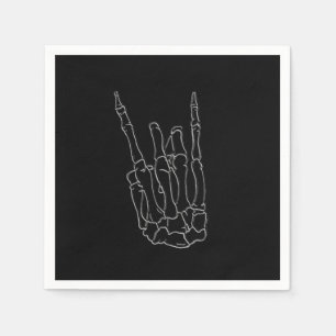 Skelet Hand Rockster Zwarte Verjaardagsfeestje Servet