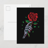 Skelet Hand Rode Roos Bloem Feestdagenkaart (Voorkant / Achterkant)