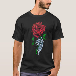 Skelet Hand Rozen Bloem Skelet En Tuin T-shirt