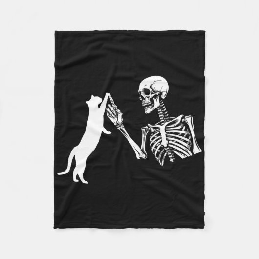 Skelet Hand Spelen Kat Fun Halloween Kostuum SK Fleece Deken (Voorkant)