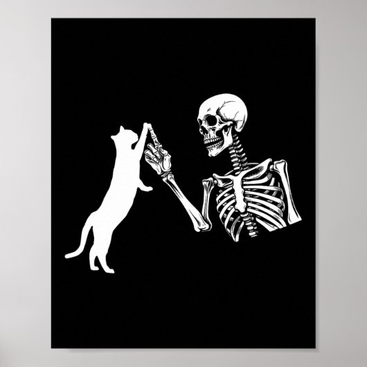 Skelet Hand Spelen Kat Grappig Halloween Kostuum Poster (Voorkant)