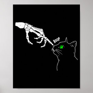 Skelet Hand Tik Op De Neus Van Een Kat Grappig Hal Poster