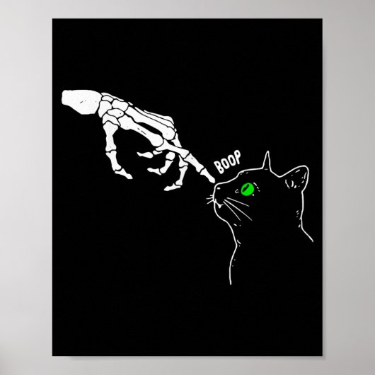 Skelet Hand Tik Op De Neus Van Een Kat Grappig Hal Poster (Voorkant)