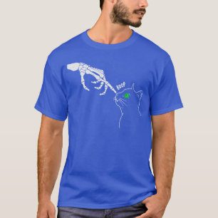 Skelet Hand Tik Op De Neus Van Een Kat Grappig Hal T-shirt